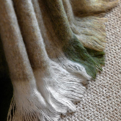 Heritage Check Faux Green Mohair Throw