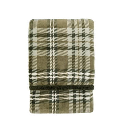 Tartan Sherpa Throw Olive