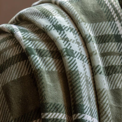 Tartan Sherpa Throw Olive