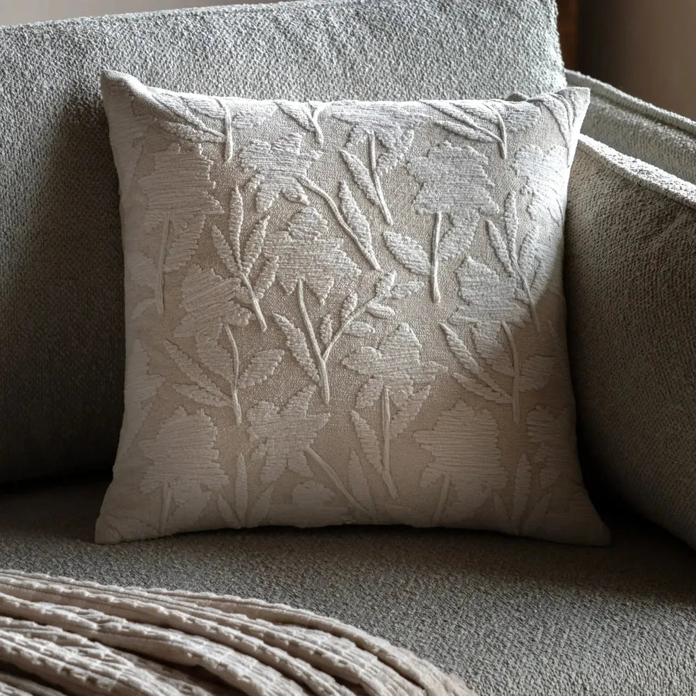 Ewen Floral Cushion Taupe