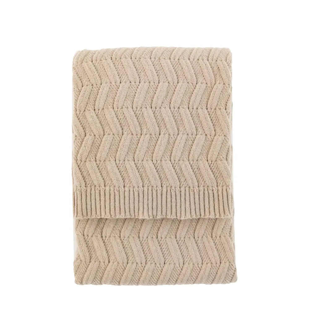 Herringbone Woven Knit Throw Natural