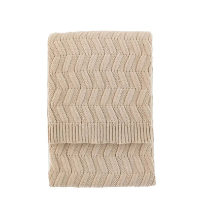 Herringbone Woven Knit Throw Natural