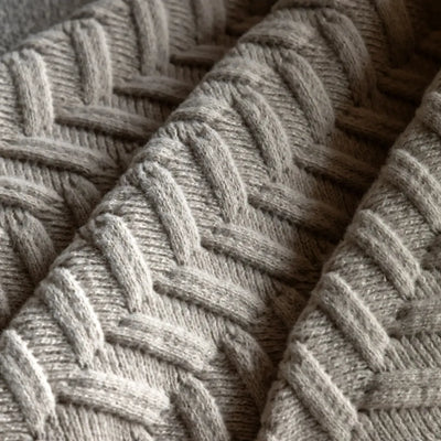 Herringbone Woven Knit Throw Natural