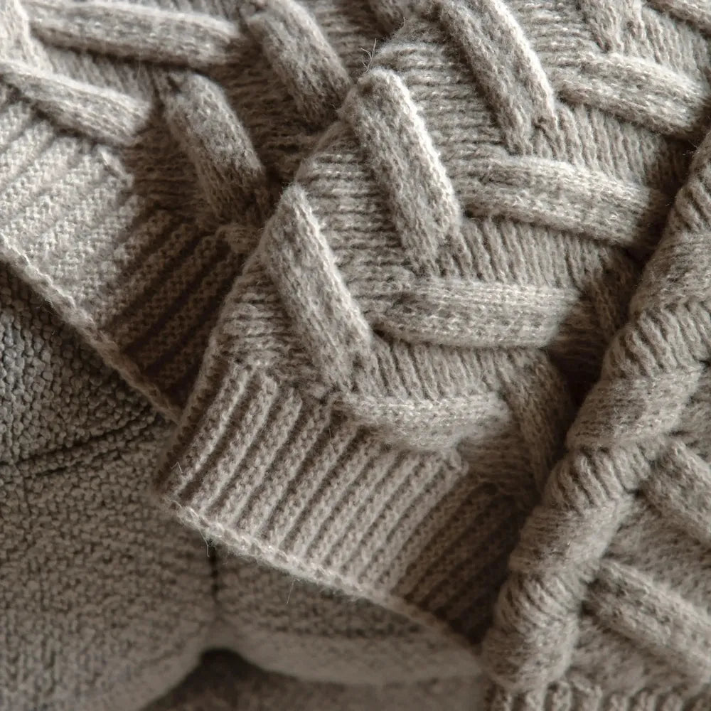 Herringbone Woven Knit Throw Natural