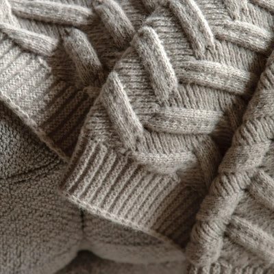 Herringbone Woven Knit Throw Natural
