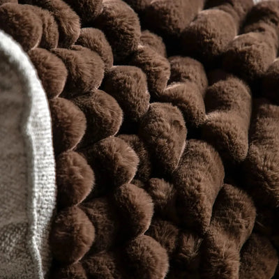 Ribbed Faux Fur Throw Chocolate