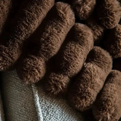 Ribbed Faux Fur Throw Chocolate