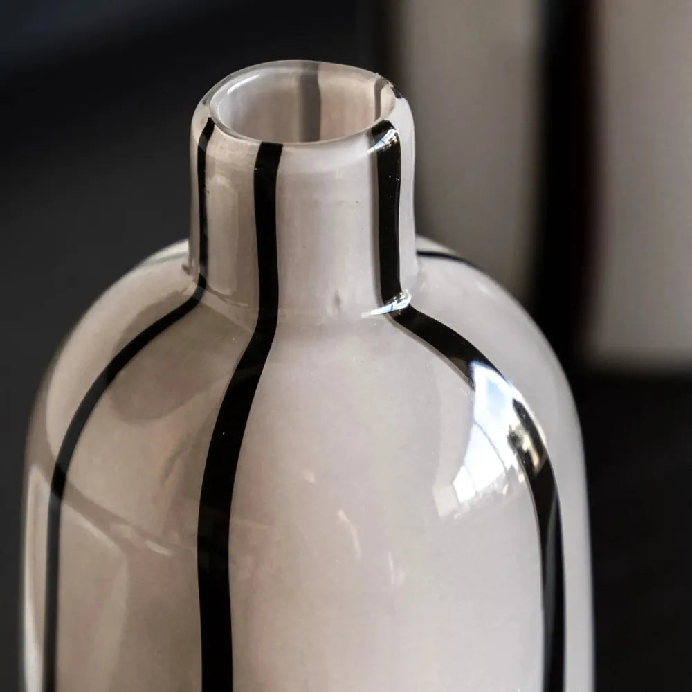 x2 Linea Stripe Glass Vase Monochrome