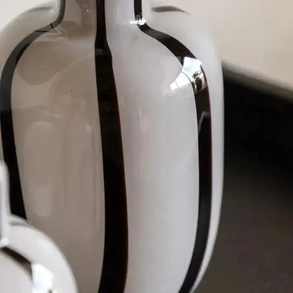 x2 Linea Stripe Glass Vase Monochrome