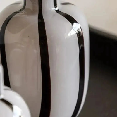 x2 Linea Stripe Glass Vase Monochrome