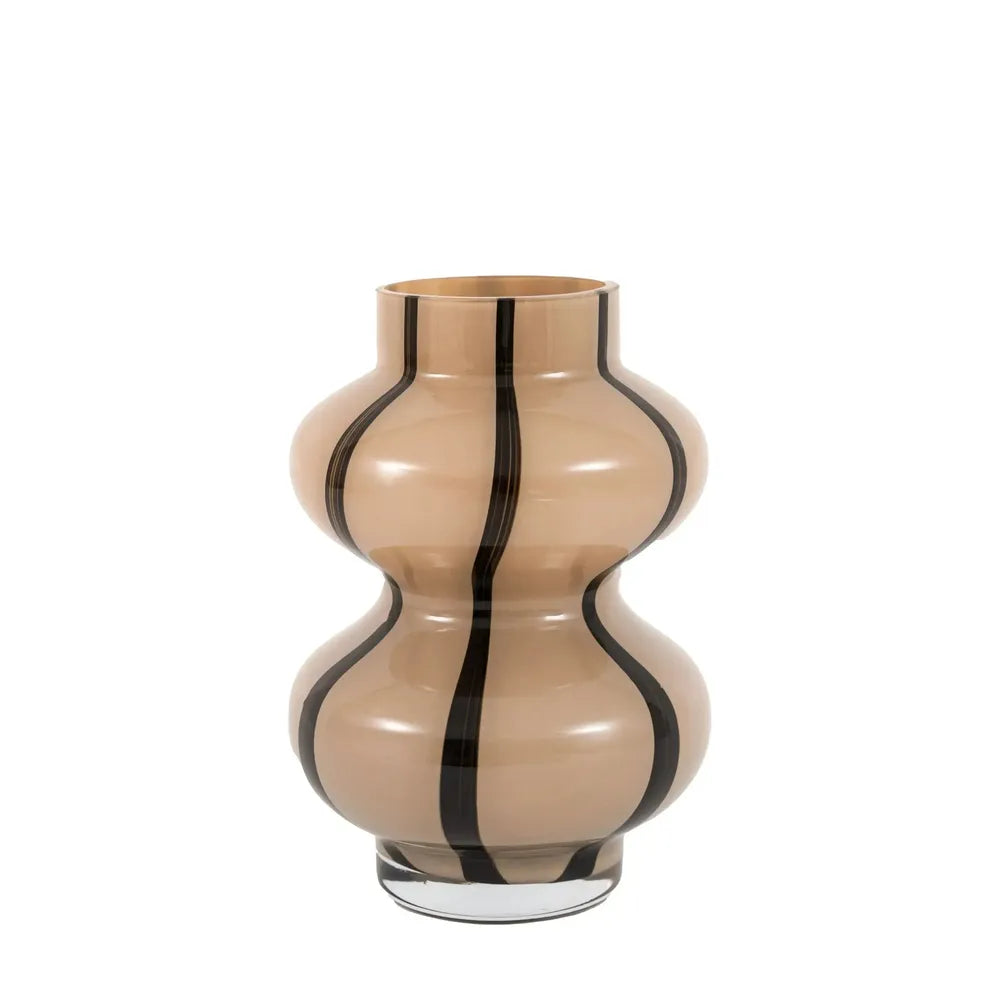 Forma Swirl Glass Vase Camel & Black