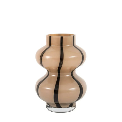 Forma Swirl Glass Vase Camel & Black