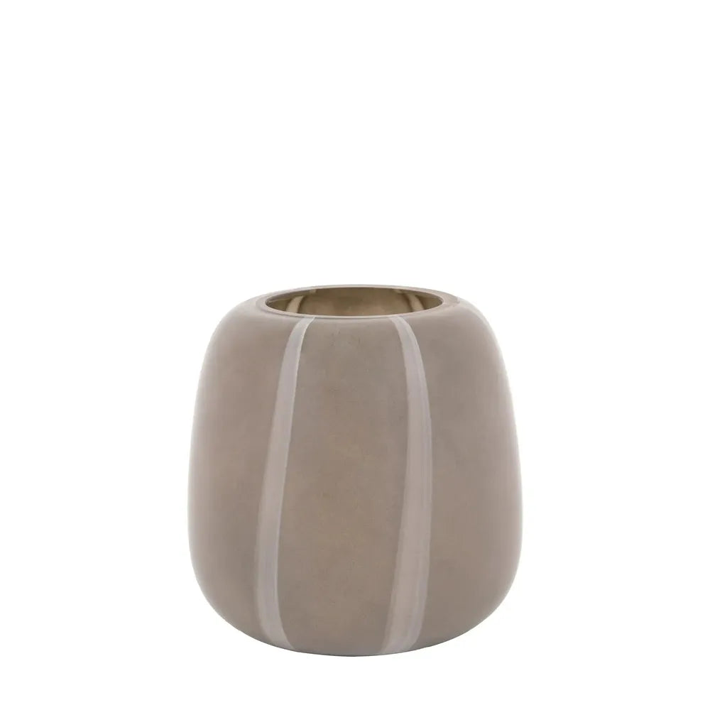 Claro Stripe Glass Vase Taupe Small