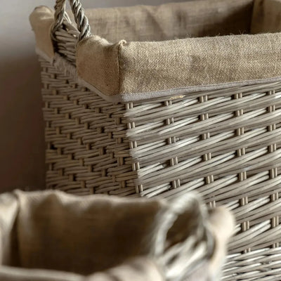 x2 Faden Square Lined Basket Natural
