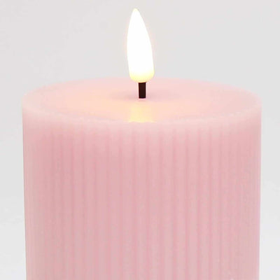 x8 Ribbed Pillar Candle Pink