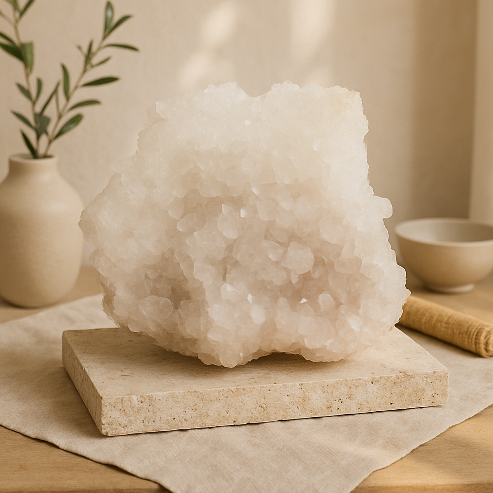 XL White Quartz Druzy Cluster