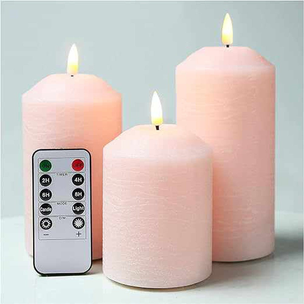 LED Pillar Candles Blush Pink