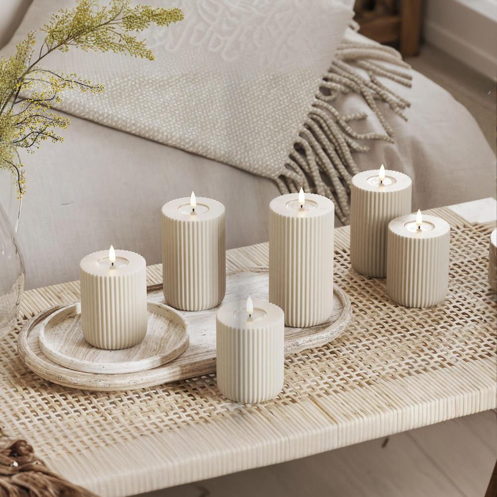 x6 LED Stripe Candles Cream