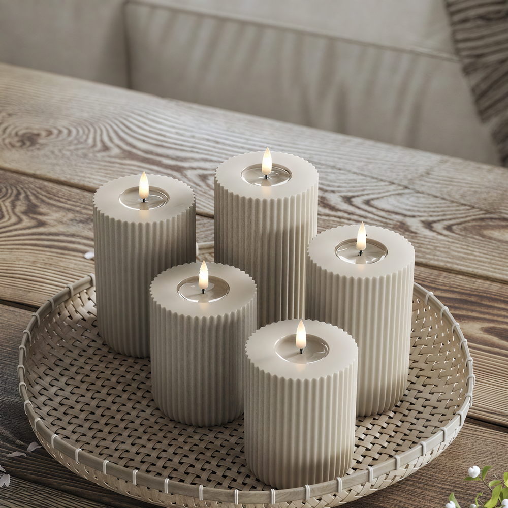 x6 LED Stripe Candles Sand