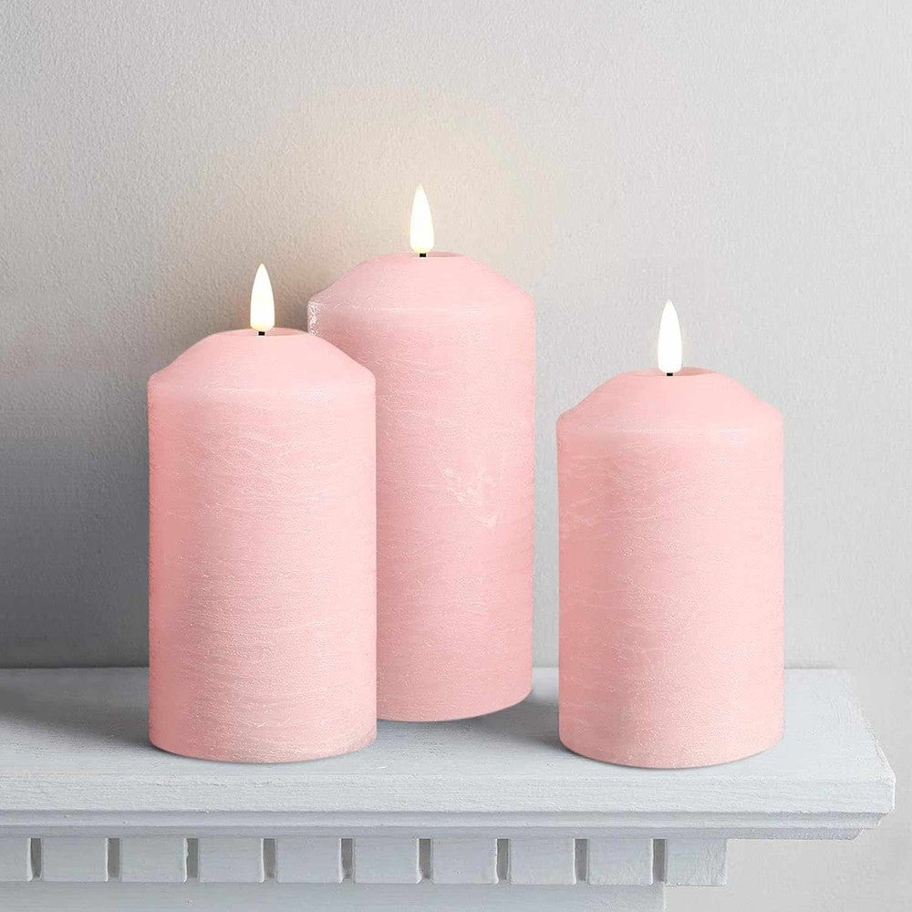 LED Pillar Candles Blush Pink