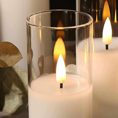 x5 White LED Glass Candle Pack