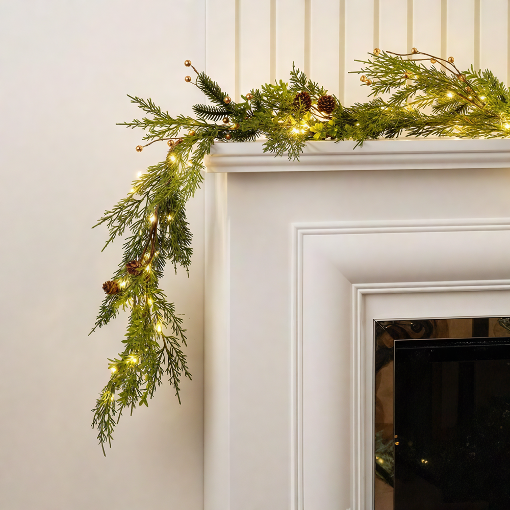 x2 Pre Lit Pine Garland