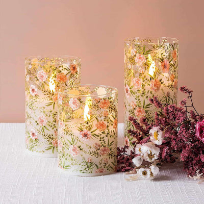 Spring Flowers LED Glass Candles