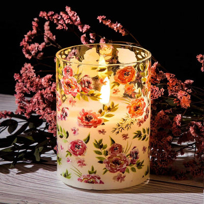12x Floral /Ribbed LED Candles & Rose Garland Light Pack