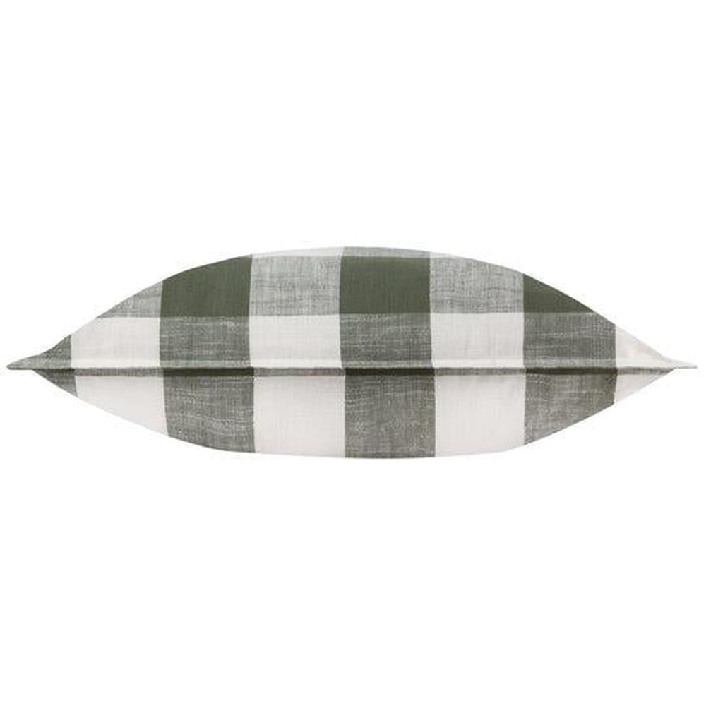 Chesil Check Cotton Outdoor Pillow Moss