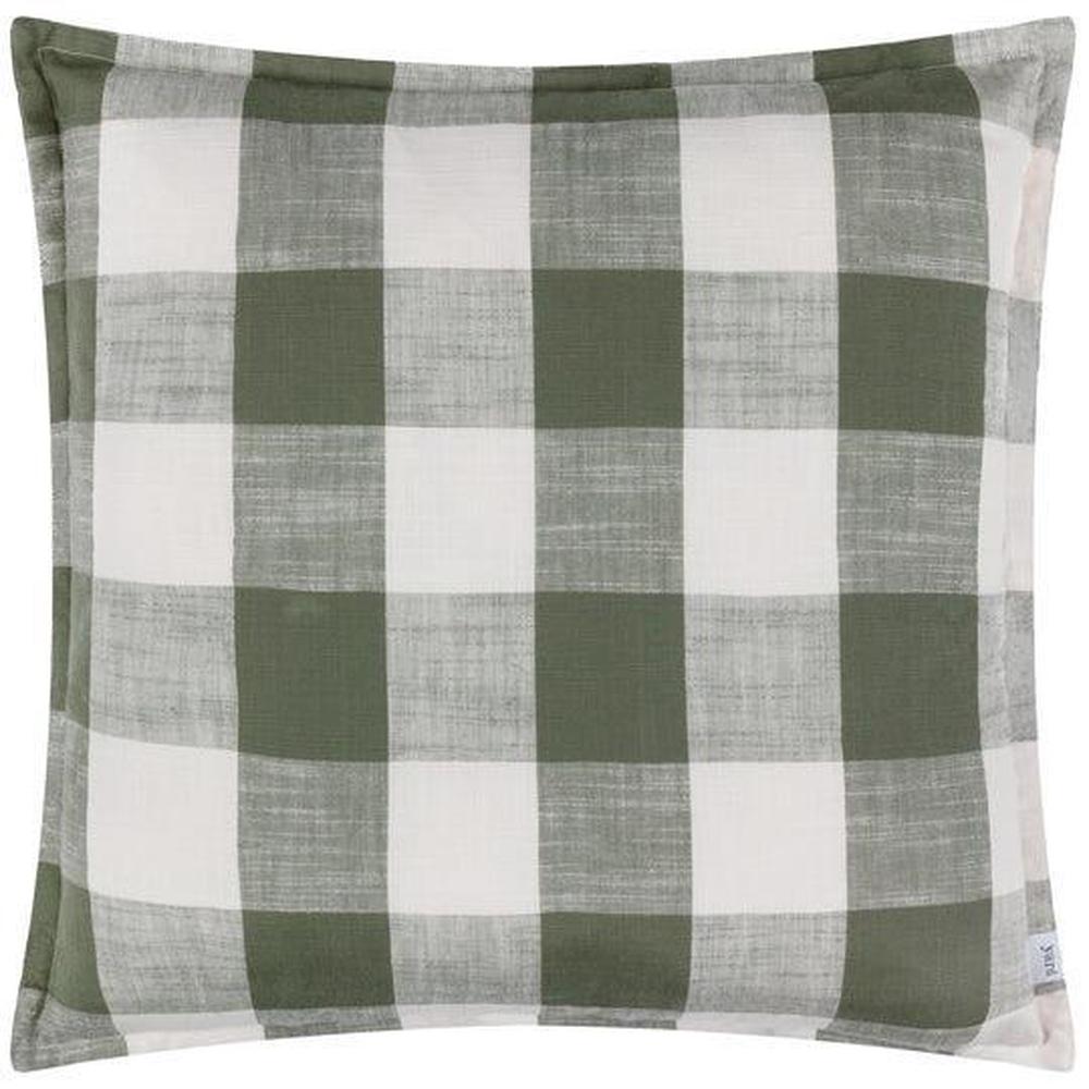 Chesil Check Cotton Outdoor Pillow Moss