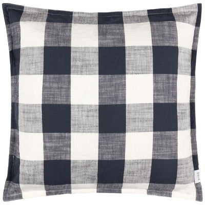 Chesil Check Cotton Outdoor Pillow Navy