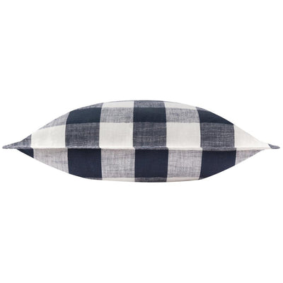 Chesil Check Cotton Outdoor Pillow Navy