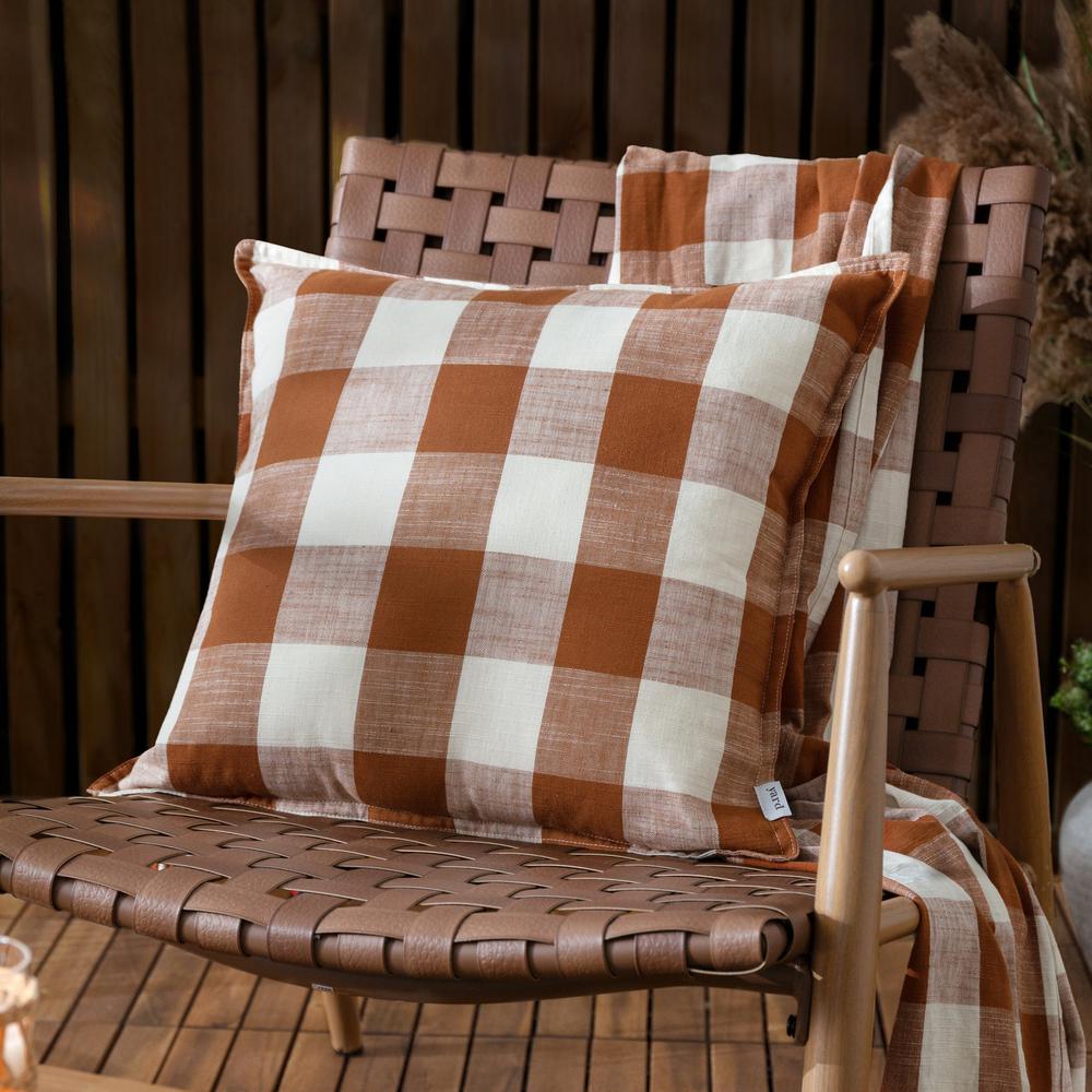 Chesil Check Cotton Outdoor Pillow Pecan