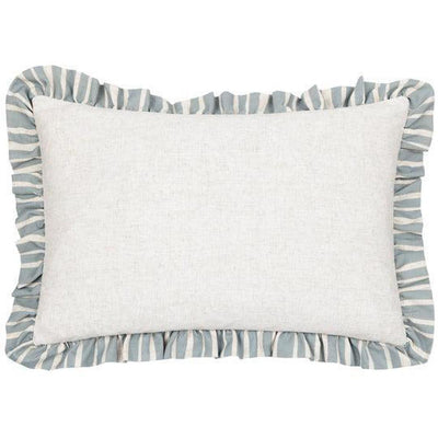 Carmon Stripe Ruffle Pillow Linen Blue