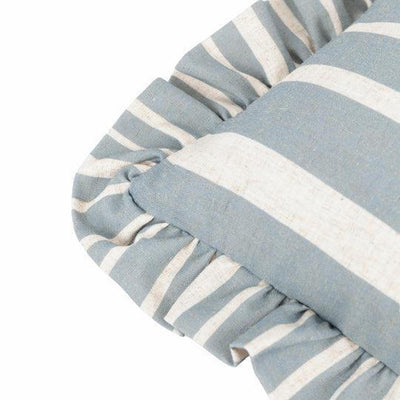 Carmon Stripe Ruffle Pillow Linen Blue