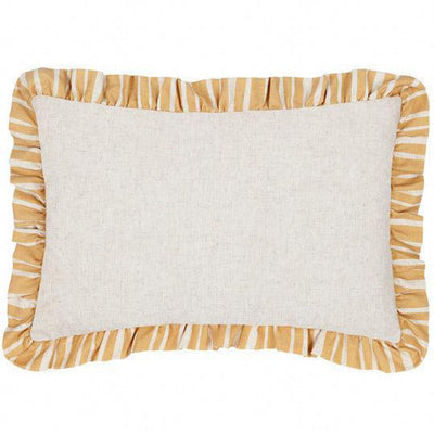 Carmon Stripe Ruffle Pillow Linen Ochre