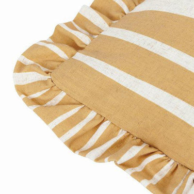 Carmon Stripe Ruffle Pillow Linen Ochre