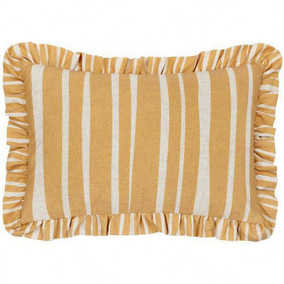 Carmon Stripe Ruffle Pillow Linen Ochre