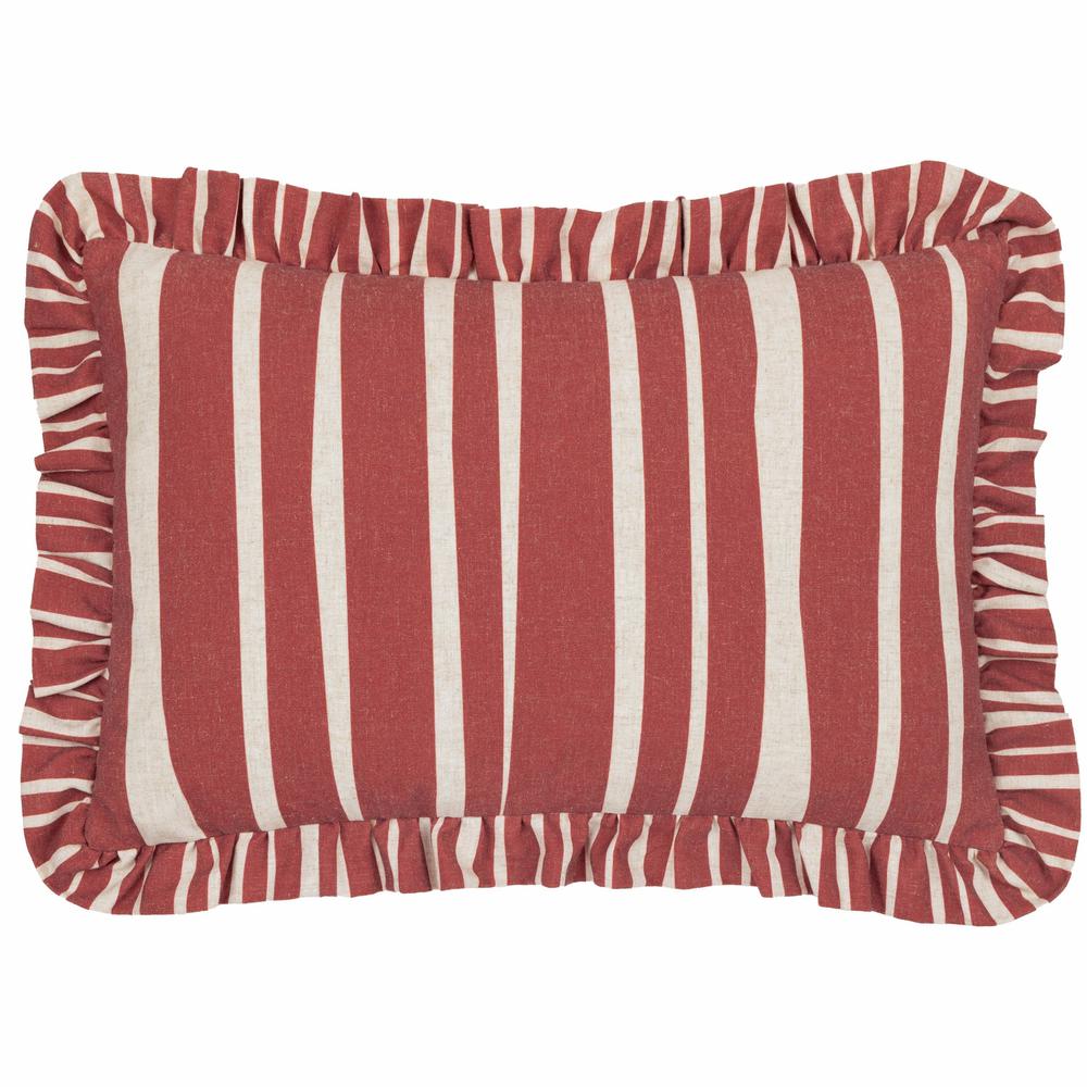 Carmon Stripe Ruffle Pillow Linen Red