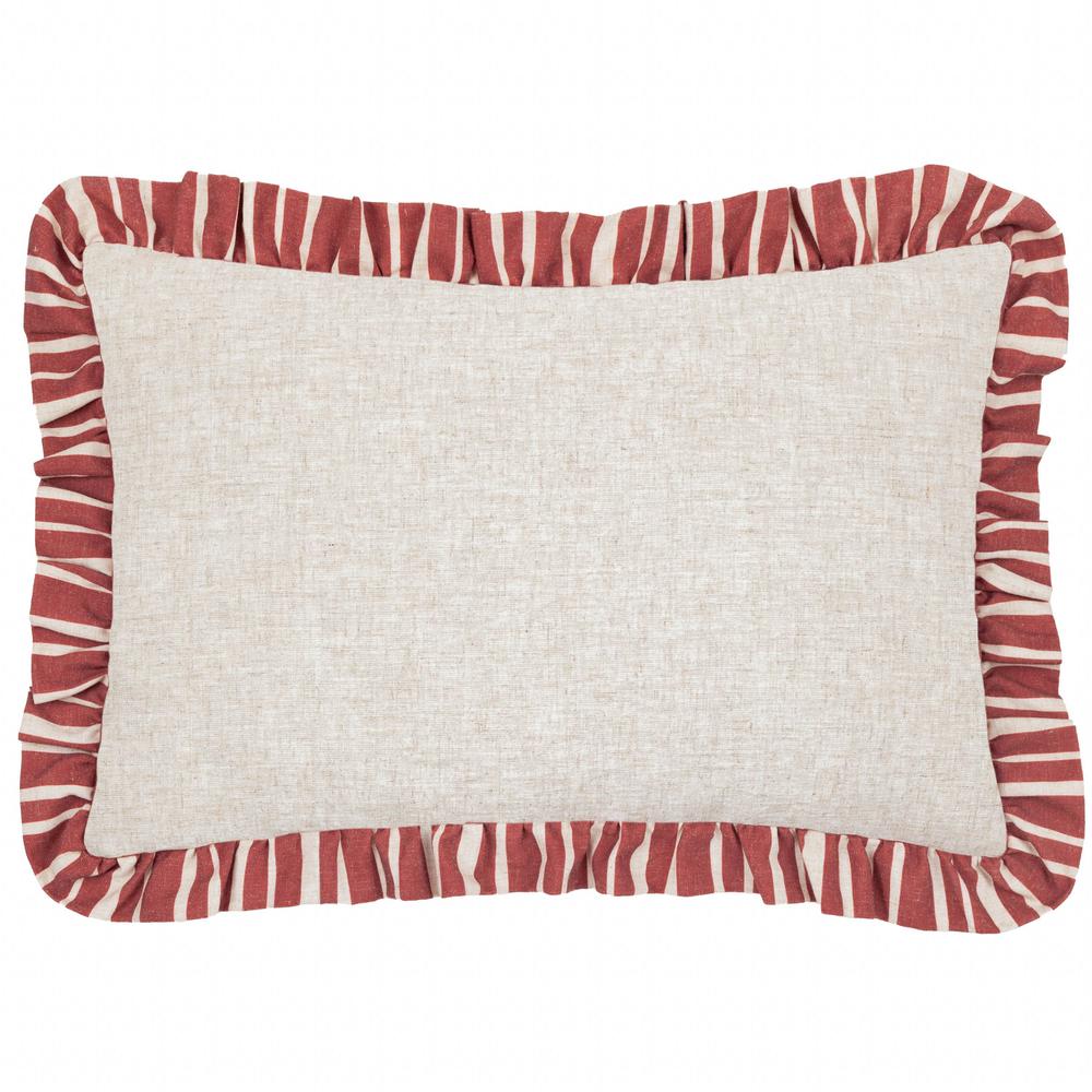 Carmon Stripe Ruffle Pillow Linen Red