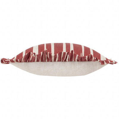 Carmon Stripe Ruffle Pillow Linen Red