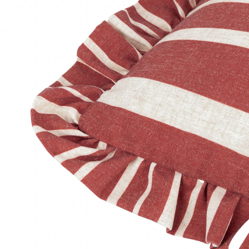 Carmon Stripe Ruffle Pillow Linen Red