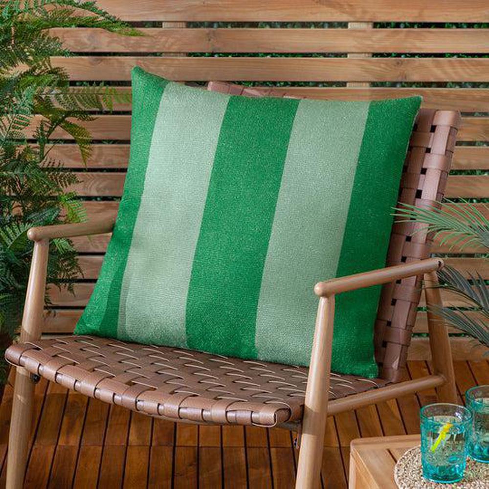 Deck Stripe Woven Outdoor Pillow Green