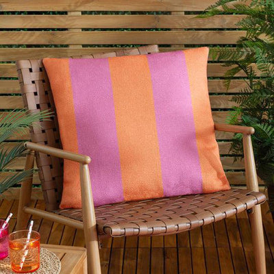 Deck Stripe Woven Outdoor Pillow Orange Pink