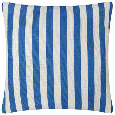 Deck Stripe Woven Outdoor Pillow White Blue