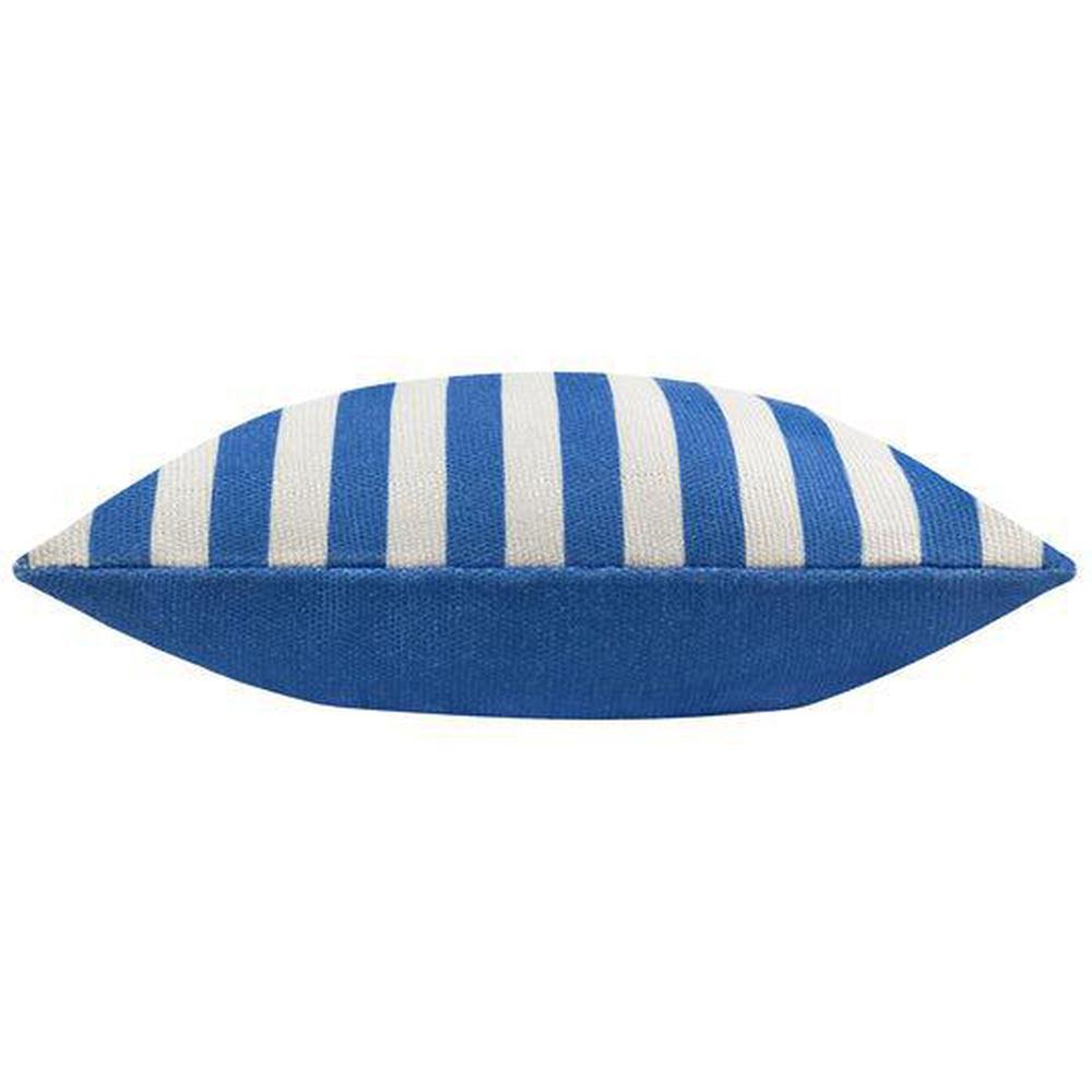 Deck Stripe Woven Outdoor Pillow White Blue