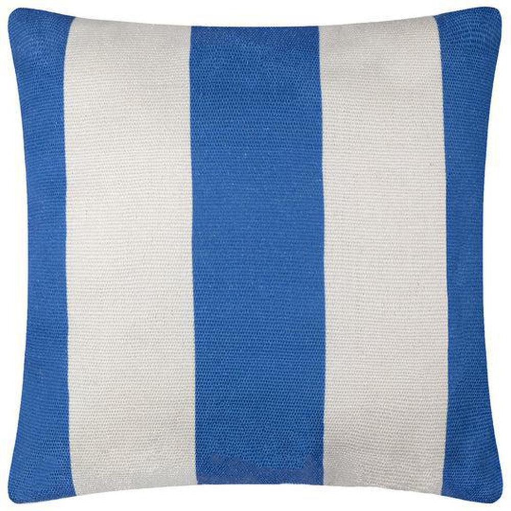 Deck Stripe Woven Outdoor Pillow White Blue