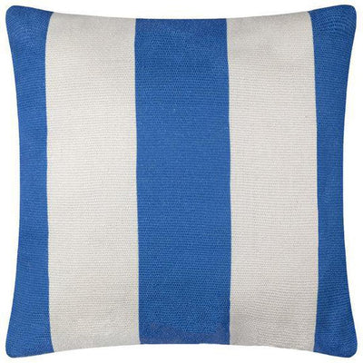 Deck Stripe Woven Outdoor Pillow White Blue