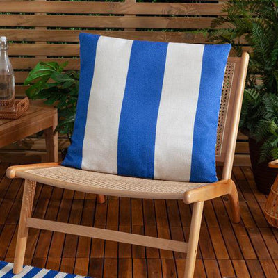 Deck Stripe Woven Outdoor Pillow White Blue