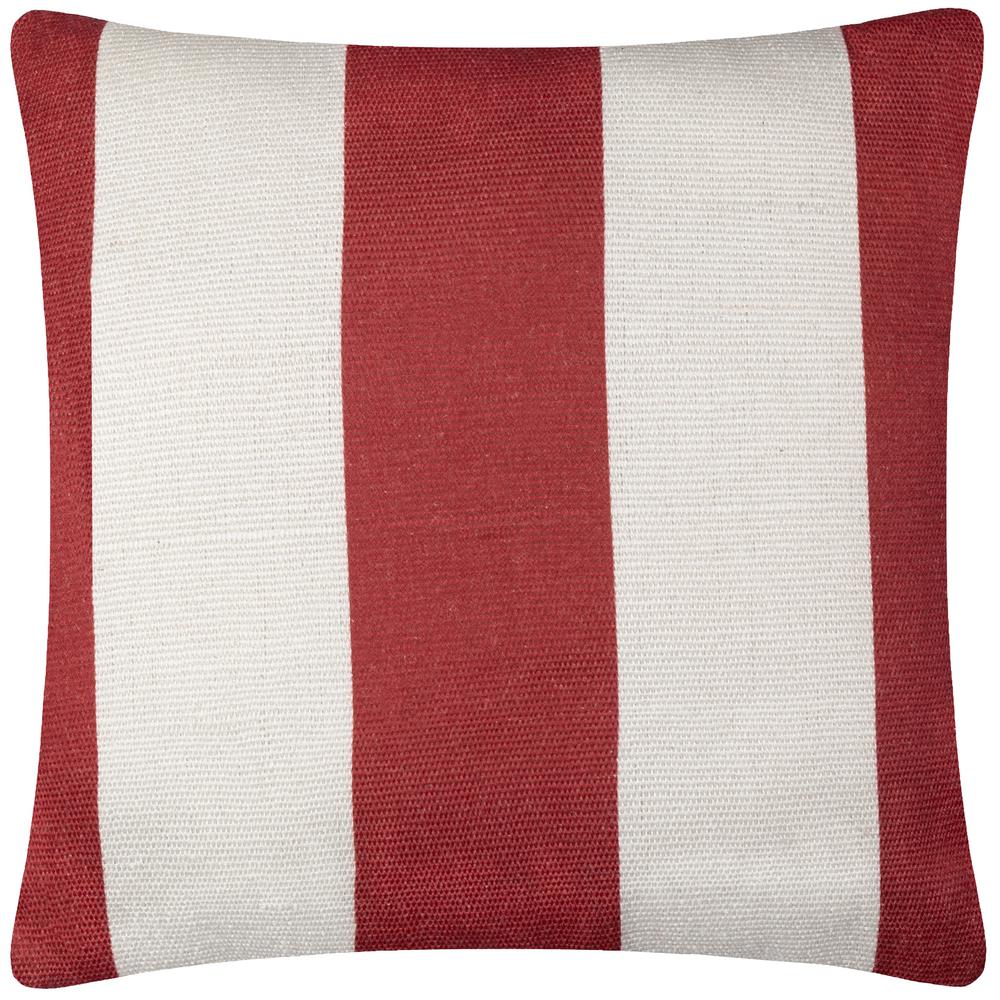 Deck Stripe Woven Outdoor Pillow White Red